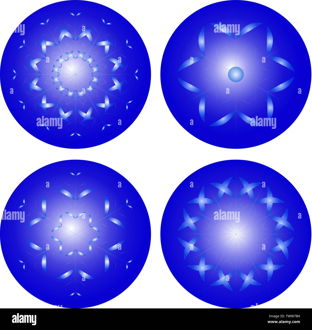 Set of different shining snowflakes icon on a white background. Vector illustration. Eps 10. Stock Vector