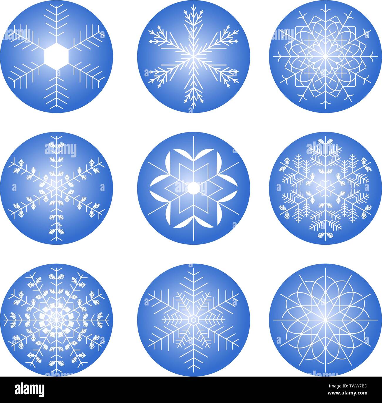 Set of different shining snowflakes icon on a white background. Vector ...