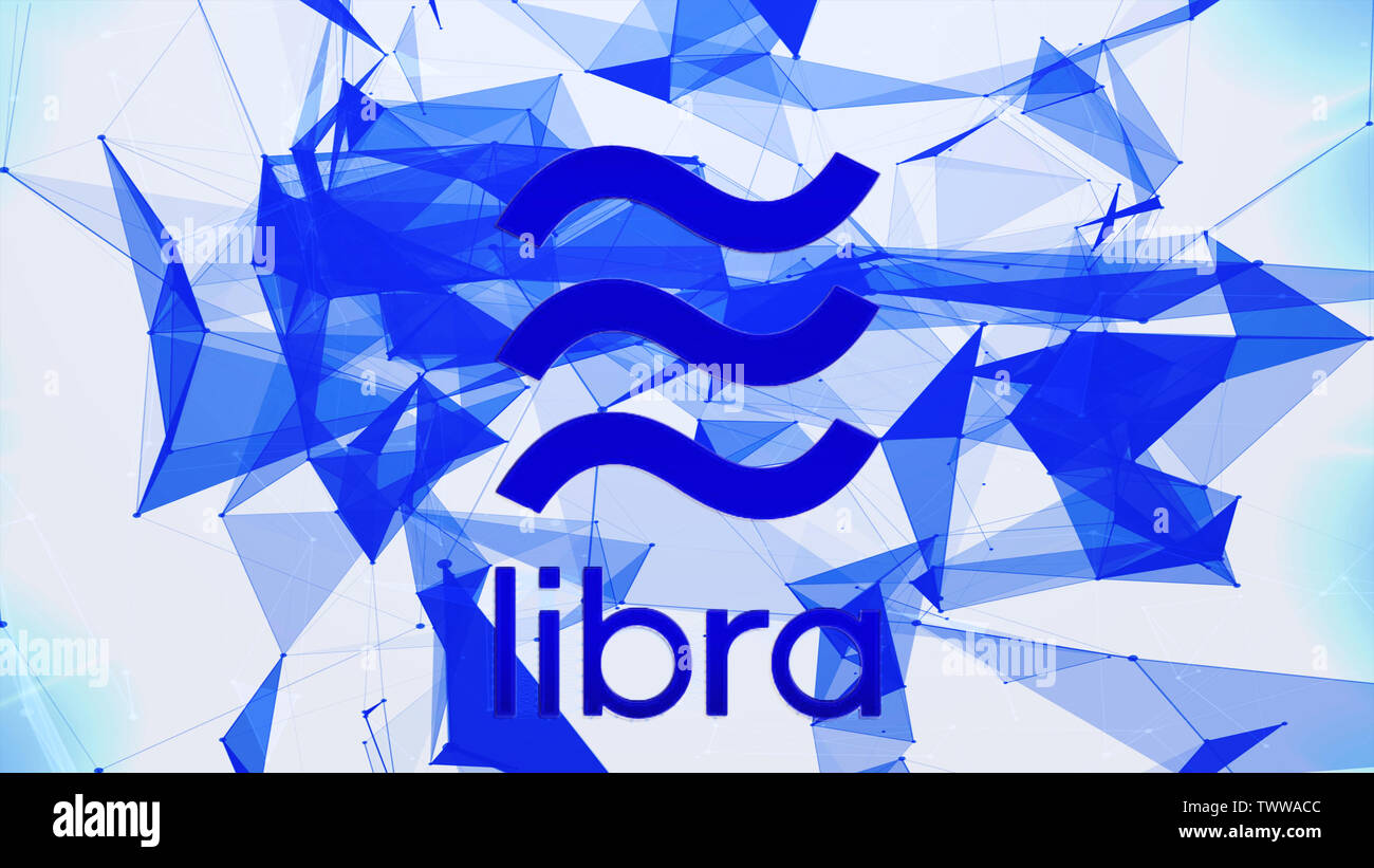 Bangkok,Thailand June 22 2019 Libra coins concept motion background Facebook launching