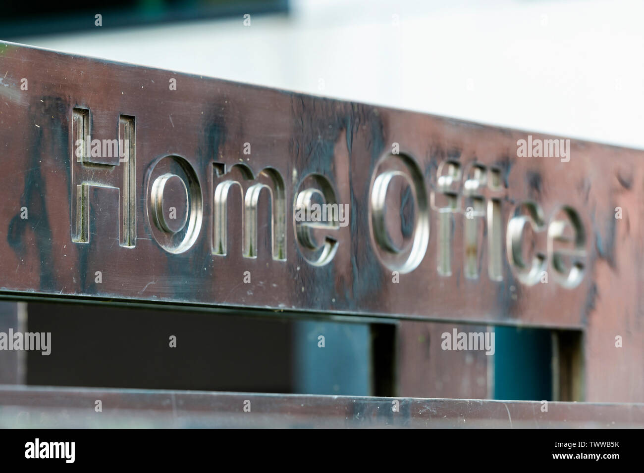 Signage for the Home Office building located on Marsham Street in London, UK. Stock Photo