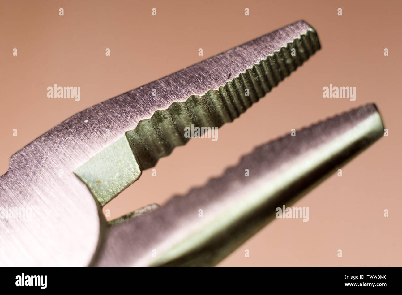 elements small foldable steel multitool, closeup, macro Stock Photo