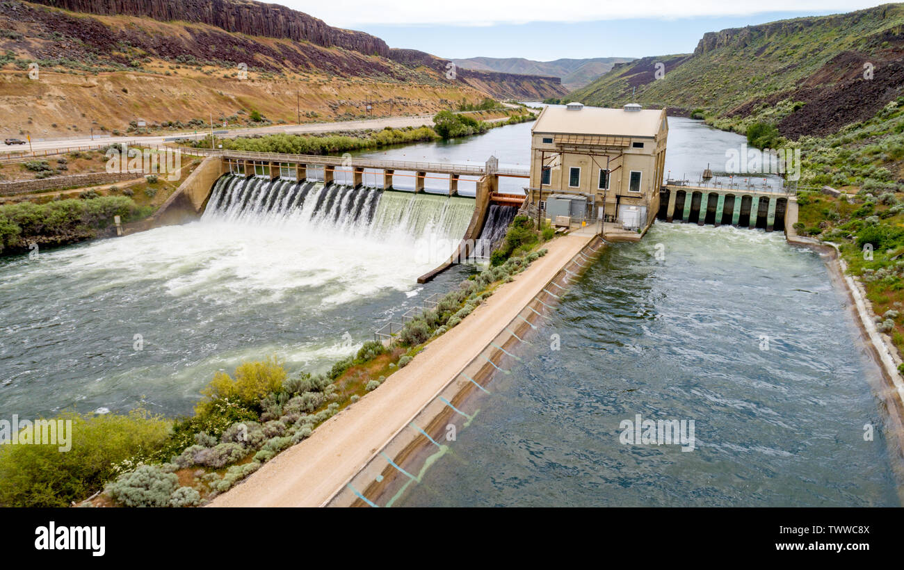 Boise River Dam that diverts water to irrigation southern Idaho Stock Photo