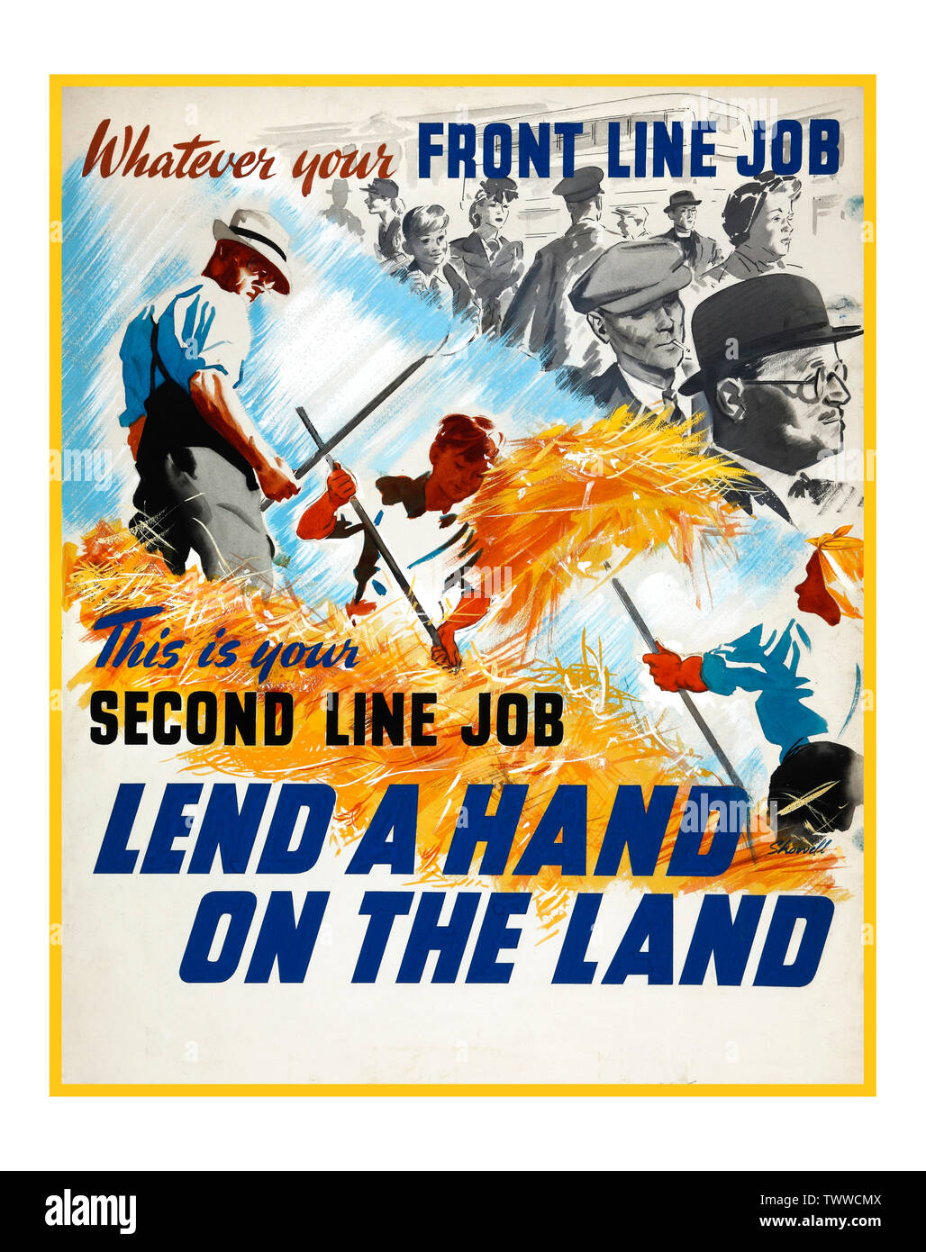 Vintage ww2 wartime food production harvest Cut Out Stock Images