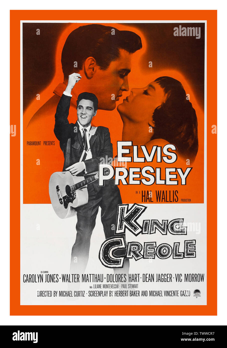 Vintage Movie Film Poster ‘King Creole’ (1958), directed by Michael Curtiz, featuring Elvis Presley Carolyn Jones, Walter Matthau, Dolores Hart, Dean Jagger, Vic Morrow, Paramount Pictures Hal Wallis production Stock Photo