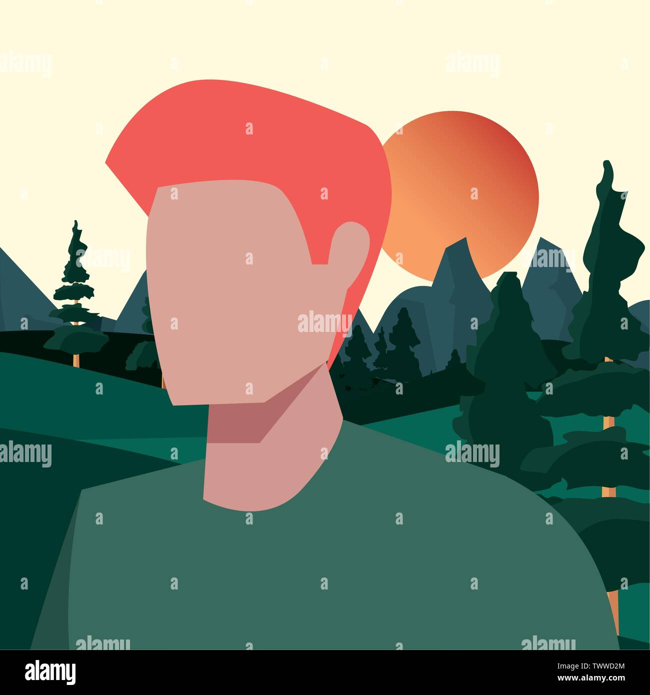 man character in the park outdoor vector illustration Stock Vector ...
