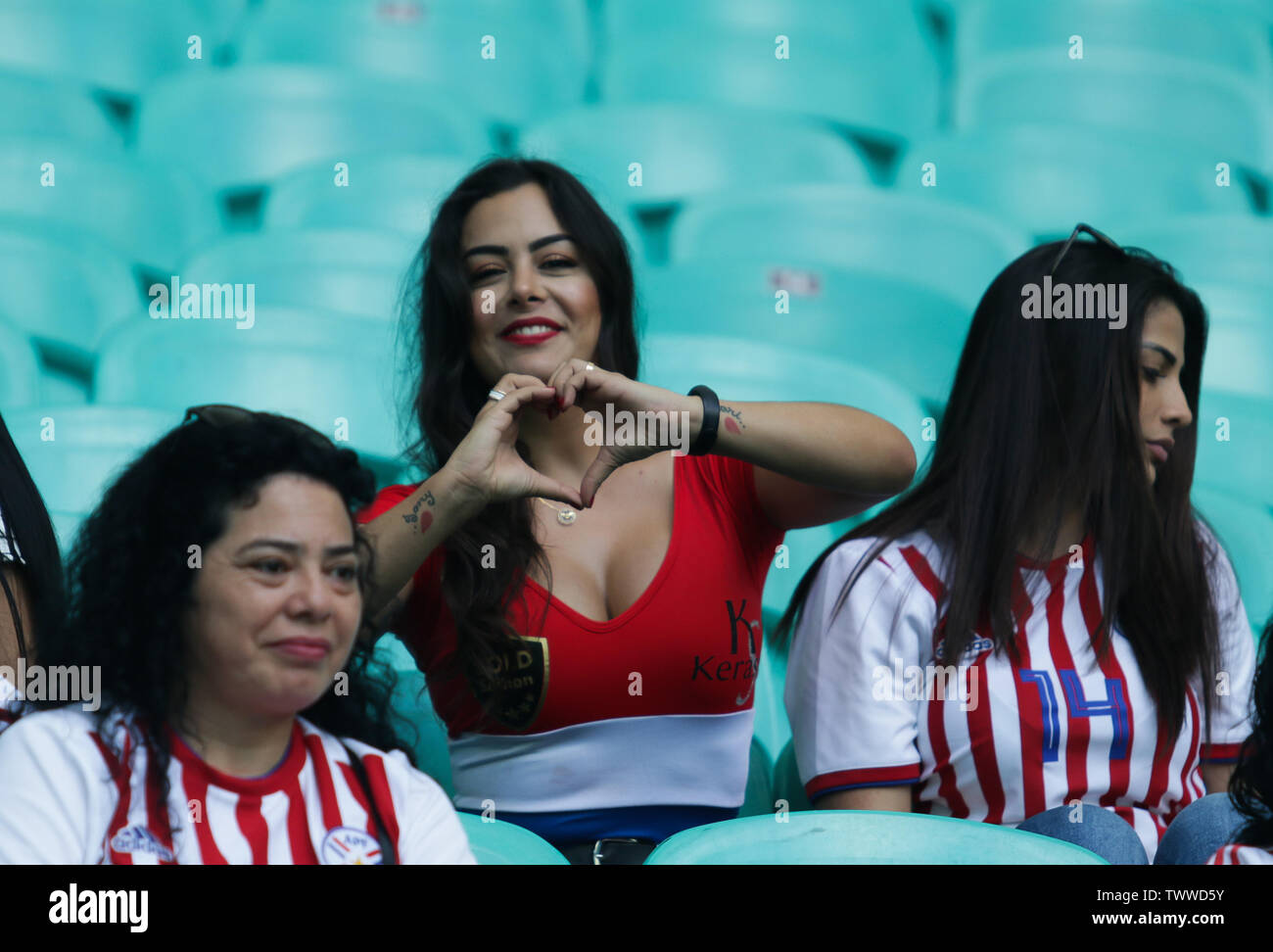 Salvador, Brazil. 23rd June, 2019. Larissa Riquelme, during a match between Colombia and Paraguay, valid for the group stage of the Copa America 2019, held this Sunday (23) at the Fonte Nova Arena in Salvador, Bahia, Brazil. Credit: Tiago Caldas/FotoArena/Alamy Live News Stock Photo