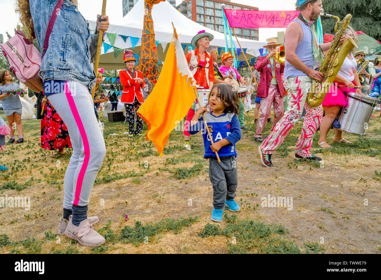 Boy With Flag Gathering Festival Summer Solstice Celebration