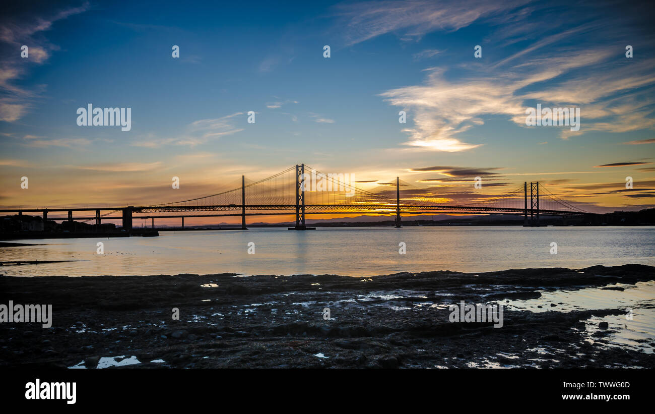 Road Bridges Across The Firth of Forth Stock Photo