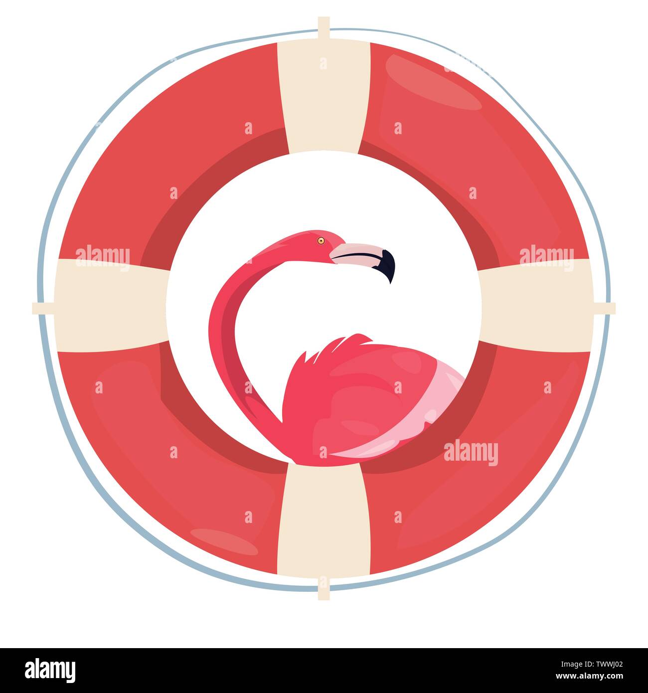 summer time holiday flamingo lifebuoy vector illustration Stock Vector ...