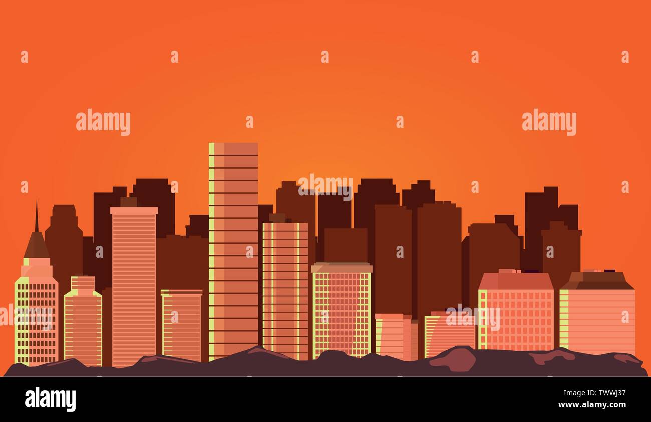 urban landscape with high skyscrapers vector illustration Stock Vector ...
