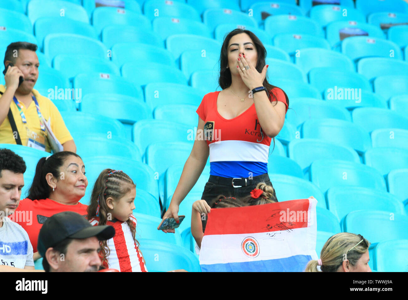 Salvador, Brazil. 23rd June, 2019. Larissa Riquelme in Paraguay&#39;s squad during a match between Colombia and Paraguay, valid for the group stage of the 20opa America, held this Sundaunday (23) at the Fonte Nova Arena in Salvador, BA. Credit: Mauro Akiin Nassor/FotoArena/Alamy Live News Stock Photo
