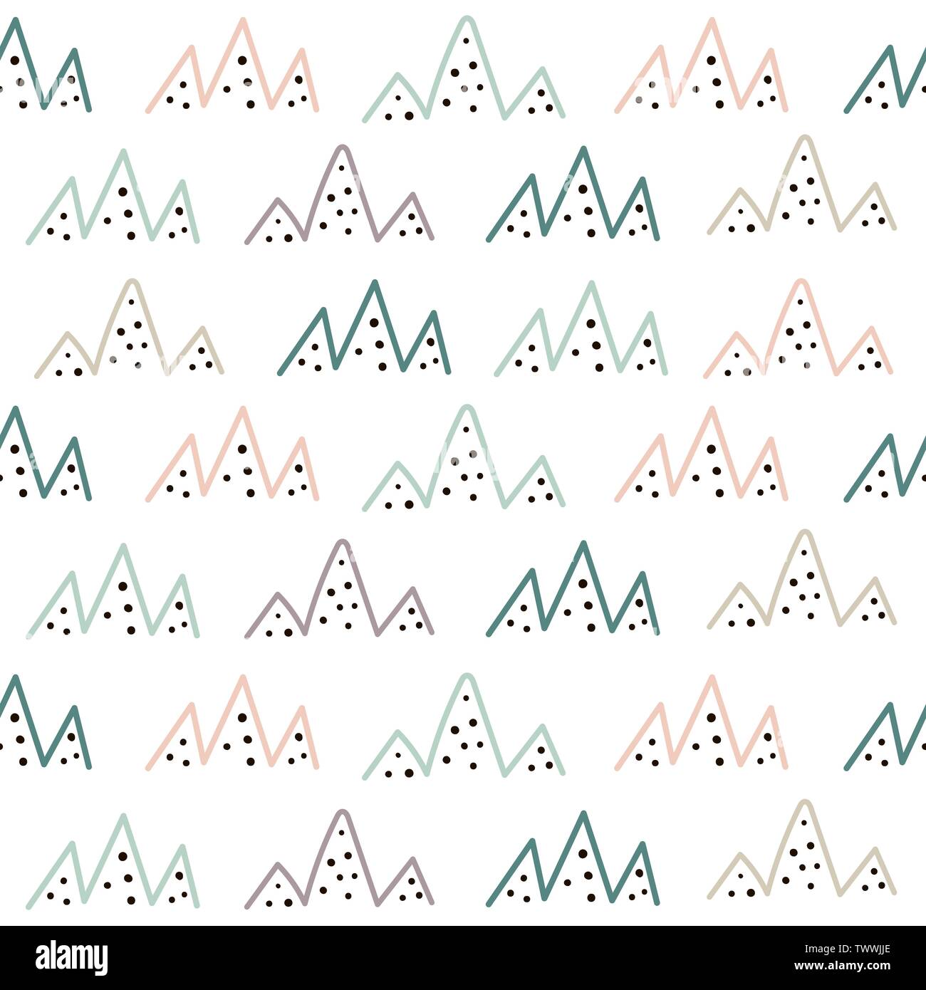 Tribal mountains seamless pattern. Vector background for kids Stock Vector