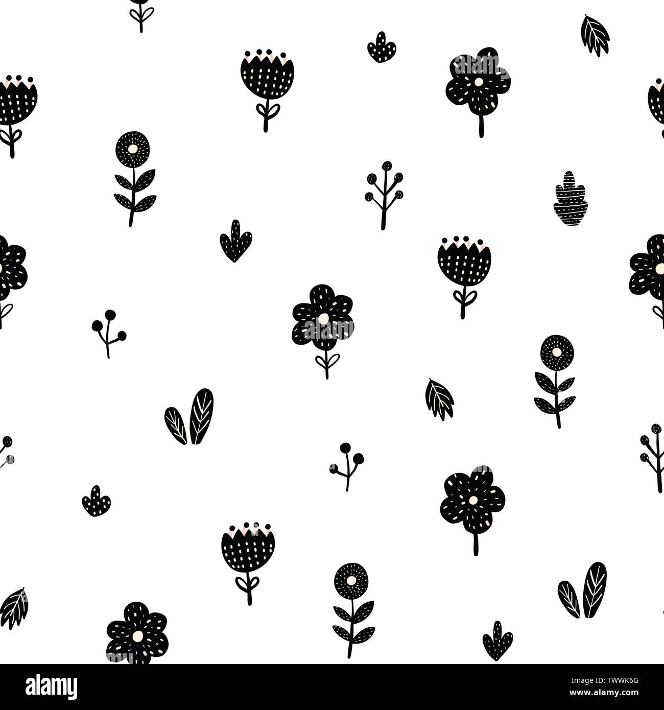 Flowers seamless pattern in scandinavian style. Creative floral ...
