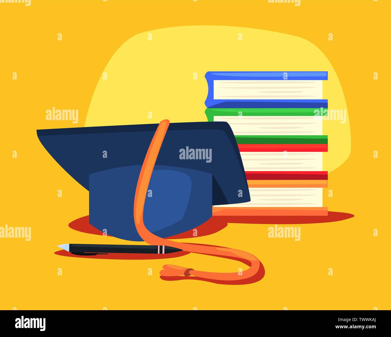 graduation hat books back to school supplies vector illustration Stock ...