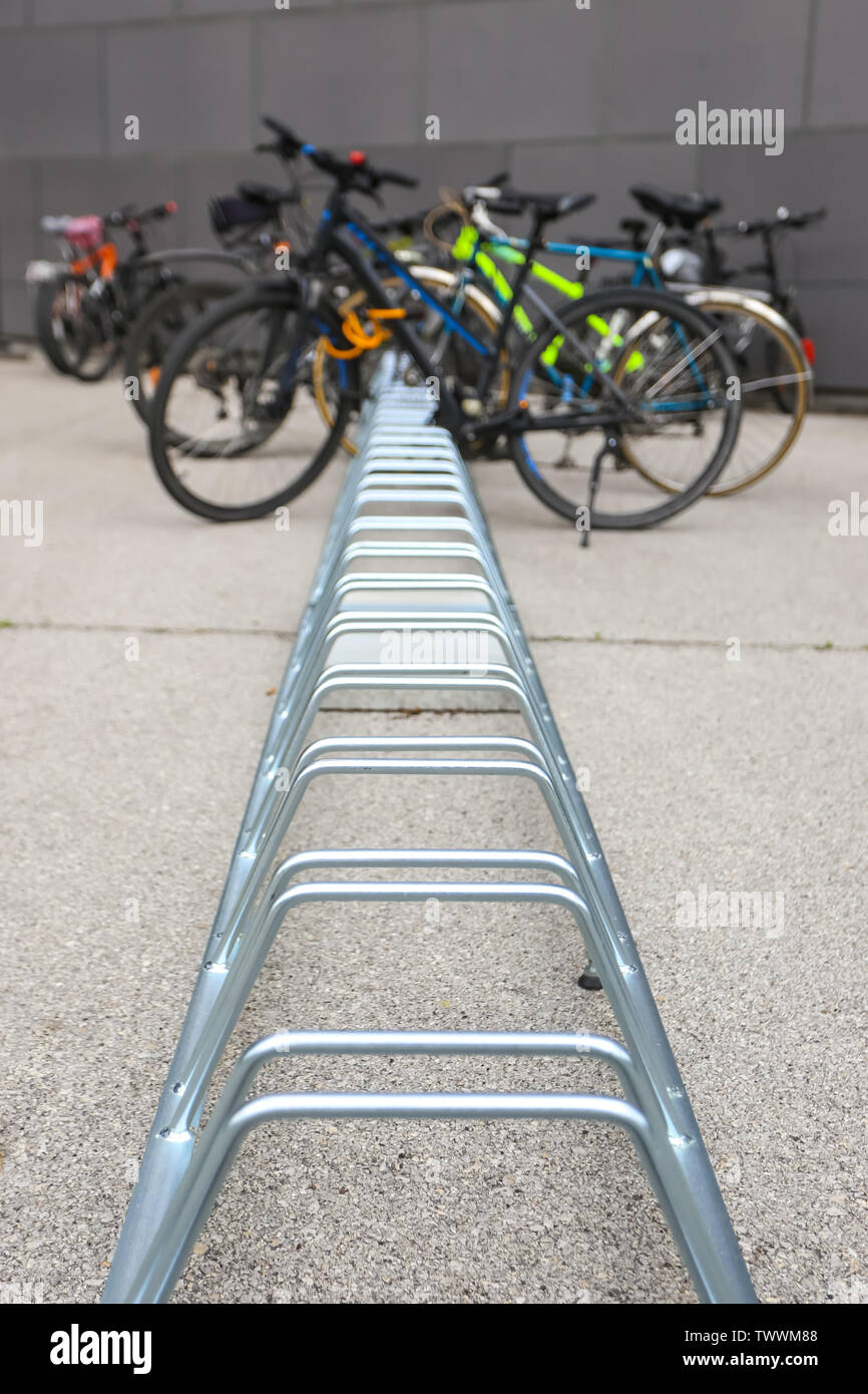 Bike parking stand on the street Stock Photo Alamy
