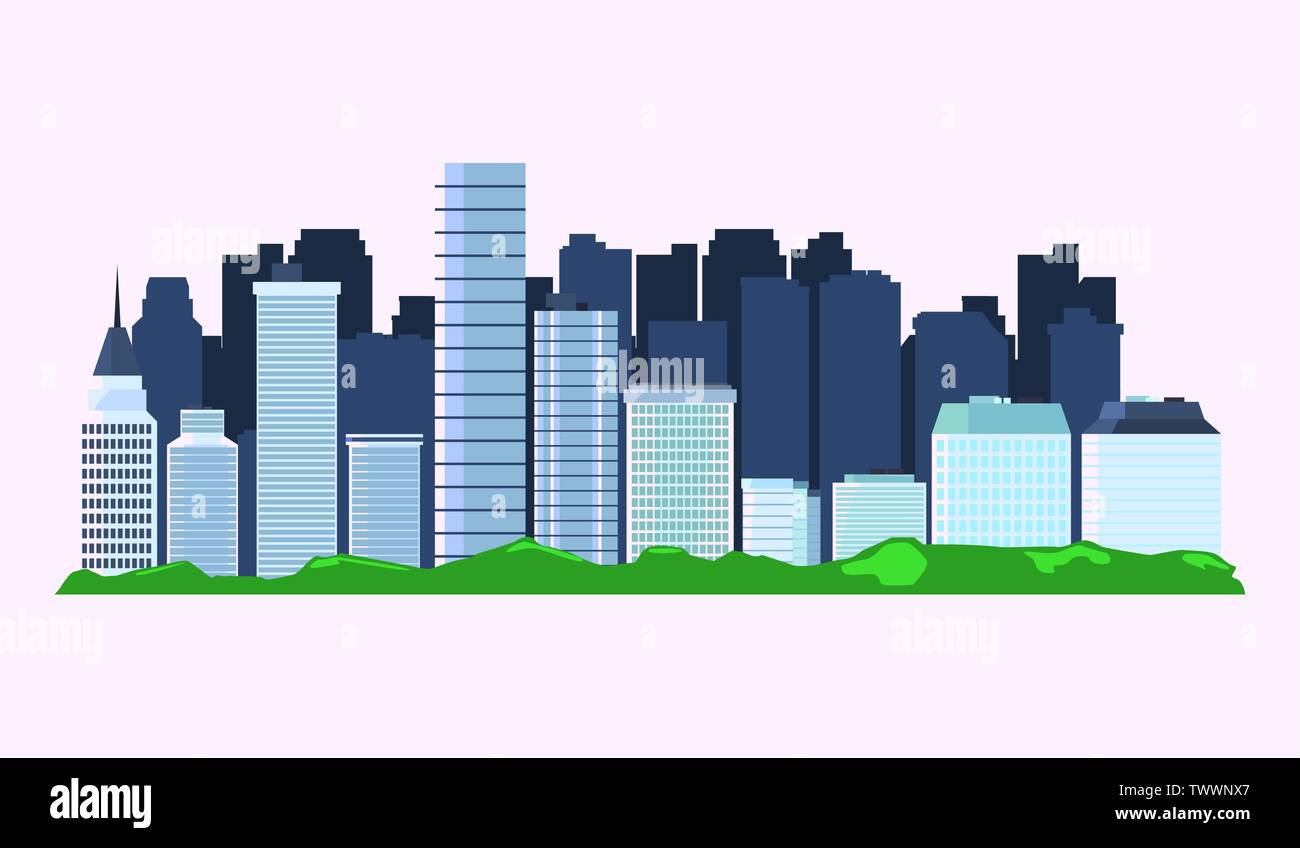 urban landscape with high skyscrapers vector illustration Stock Vector ...