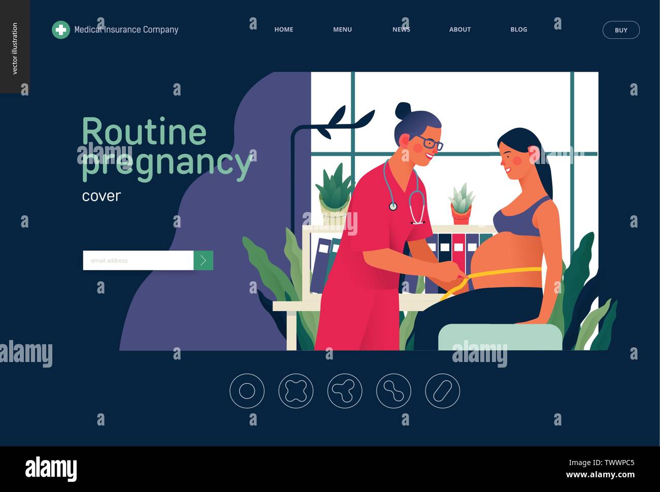 Medical insurance template routine pregnancy cover modern flat vector
