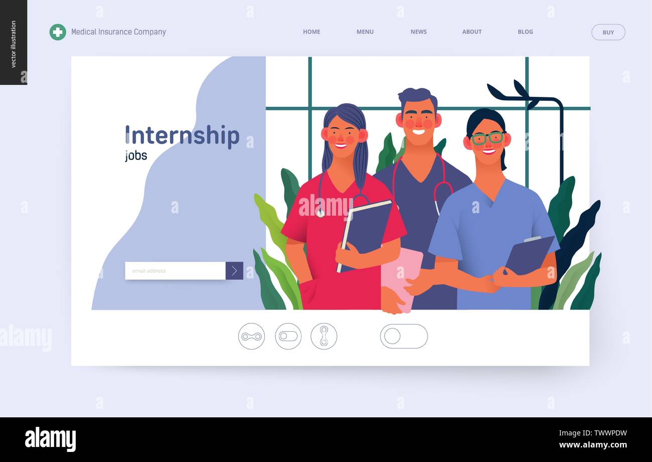 Medical insurance medical internship jobs modern flat vector concept