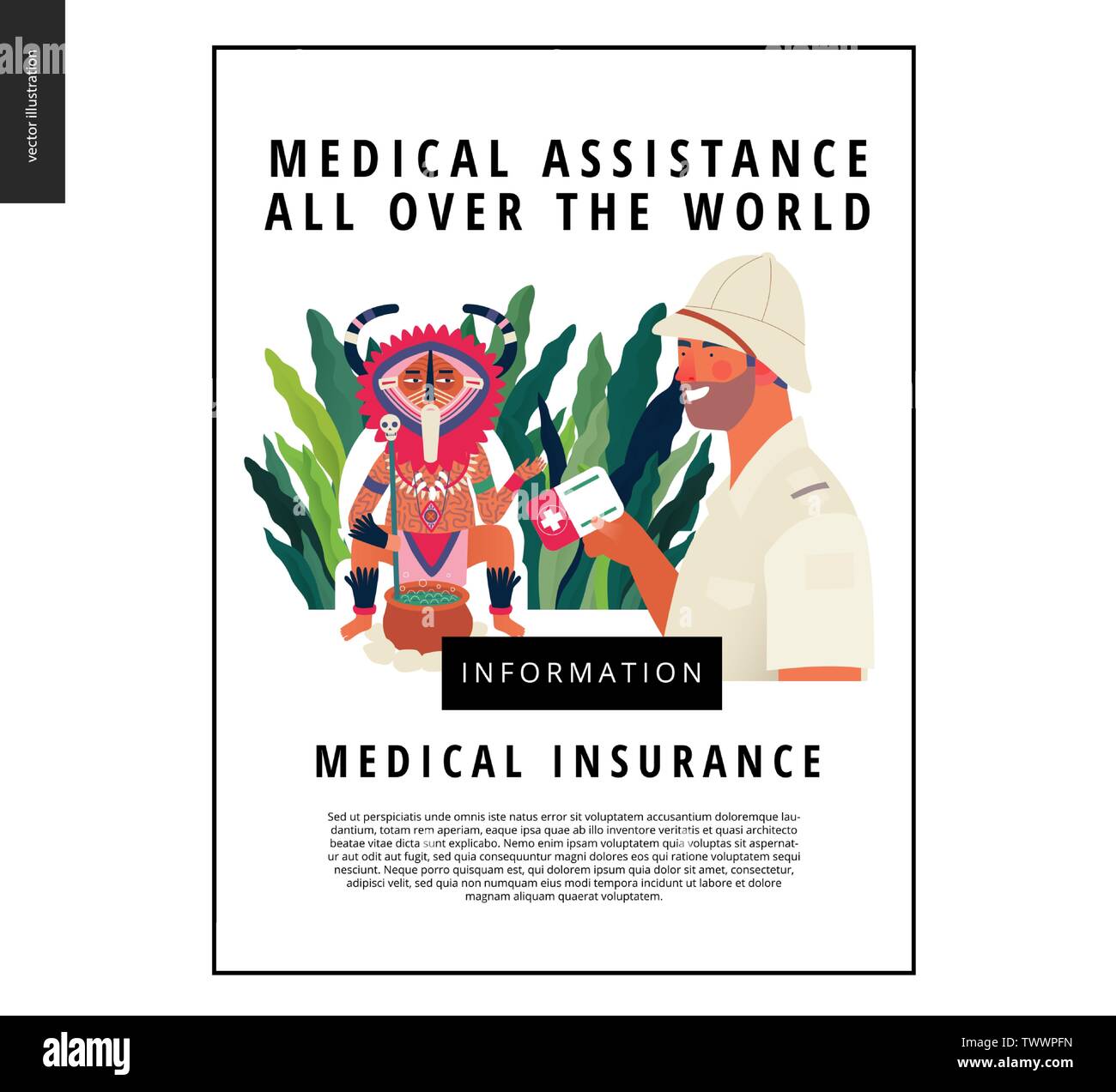 Medical Insurance Medical Assistance All Over The World Modern Flat Vector Concept Digital Illustration A Traveller Applying To A Shaman Healer F Stock Vector Image Art Alamy