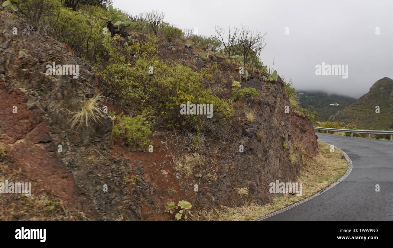 curvy serpentine roads in anaga mountains on tenerife Stock Photo