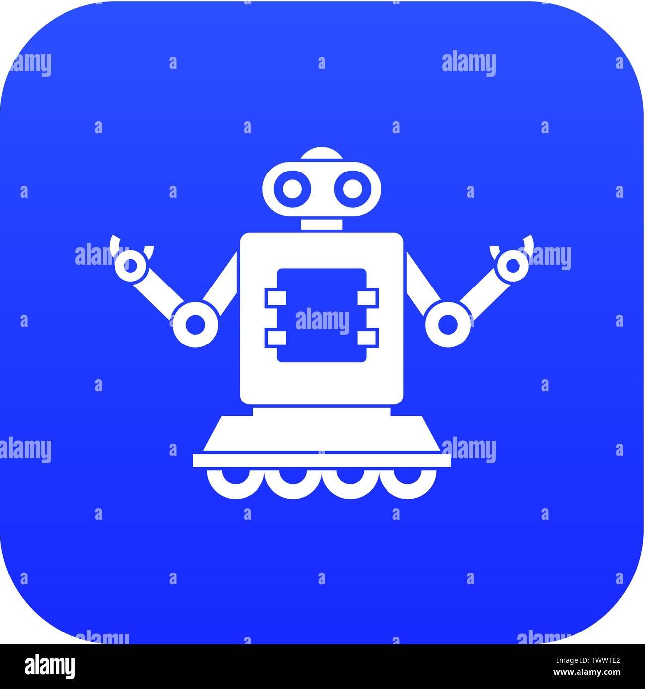 Cyborg on wheels icon digital blue Stock Vector