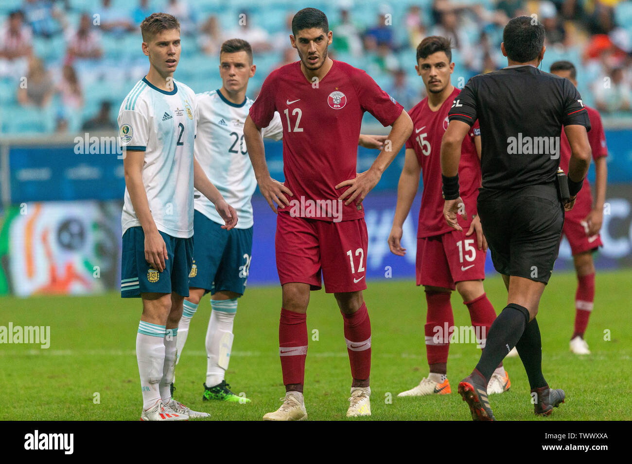Porto Alegre, Brazil. 23rd June, 2019. Karim Boudiaf is bidding during a match between Qatar and Argentina, valid for the 2019 Copa America group stage, held this Sunday (23) at the Grêmio Arena in Porto Alegre, RS. Credit: Raul Pereira/FotoArena/Alamy Live News Stock Photo