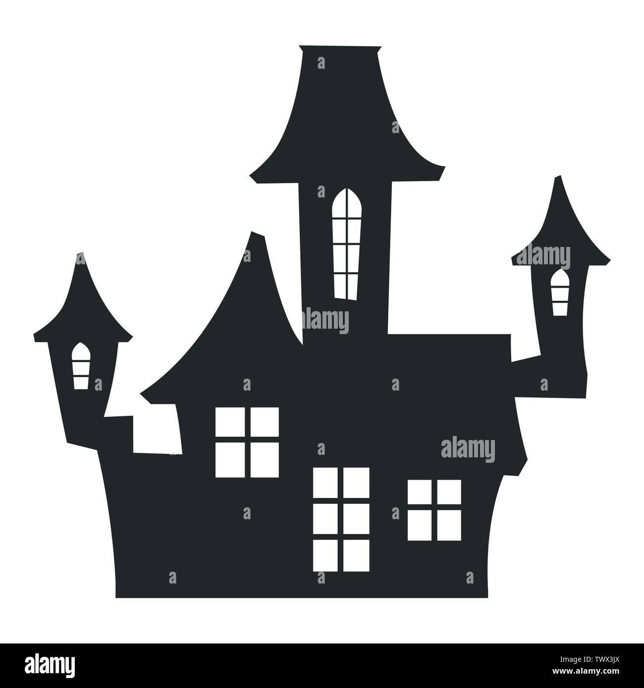 Black halloween castle - silhouette vector illustration isolated Stock ...