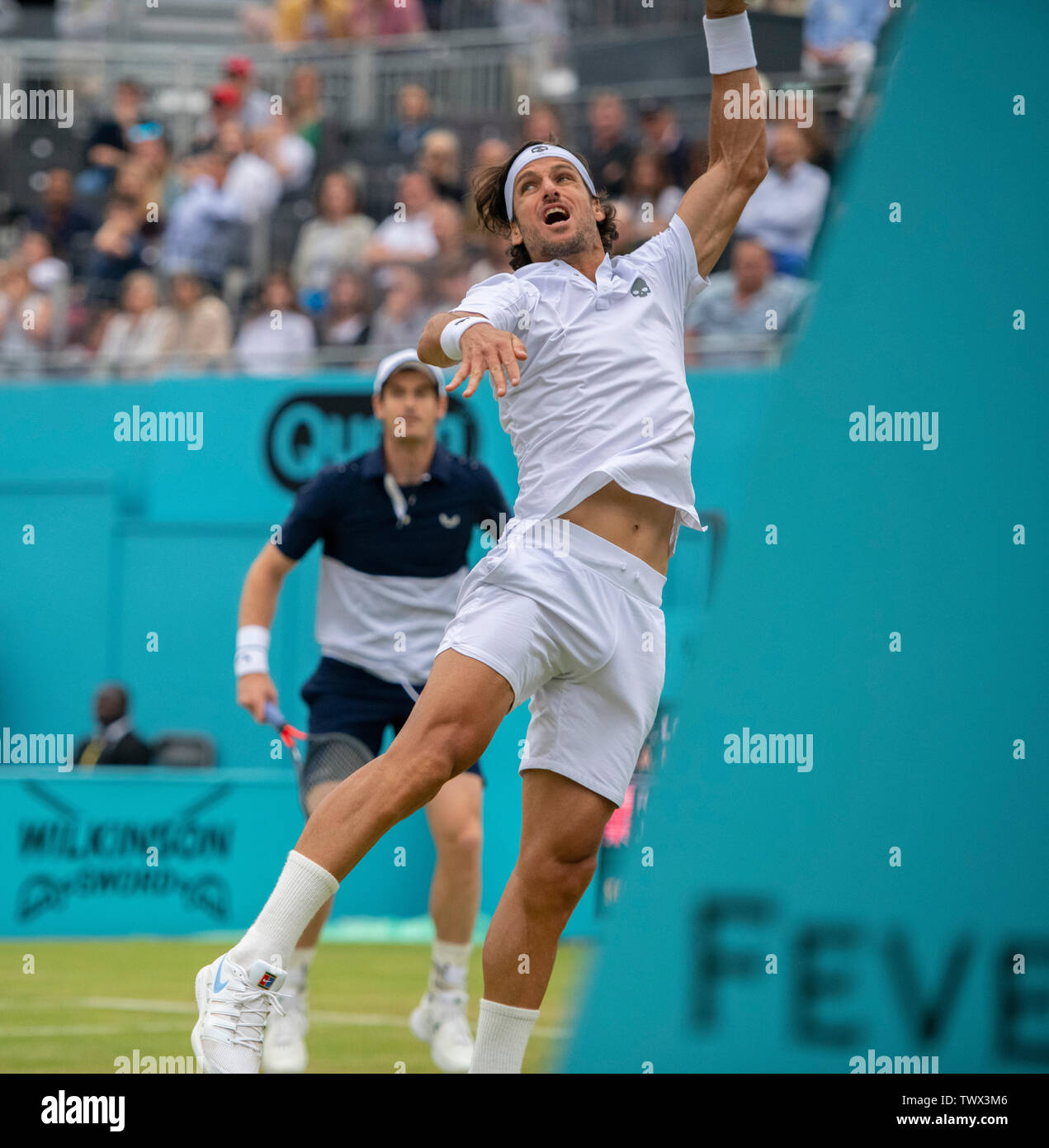 The Queens Club, London, UK. 23rd June 2019. Day 7 of The Fever Tree Championships. Feliciano