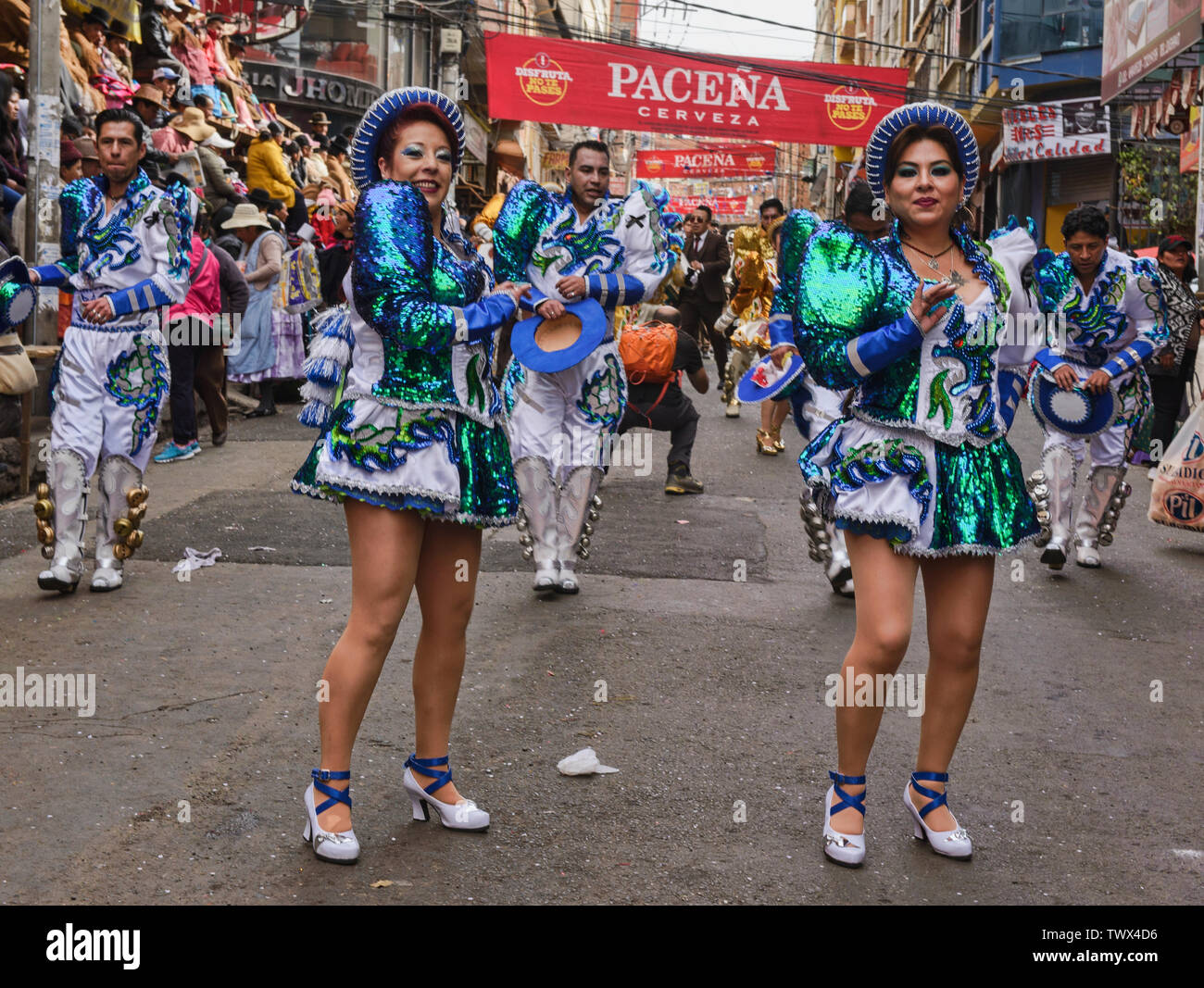 Costumed dancers at the colorful Gran Poder Festival, La Paz, Bolivia