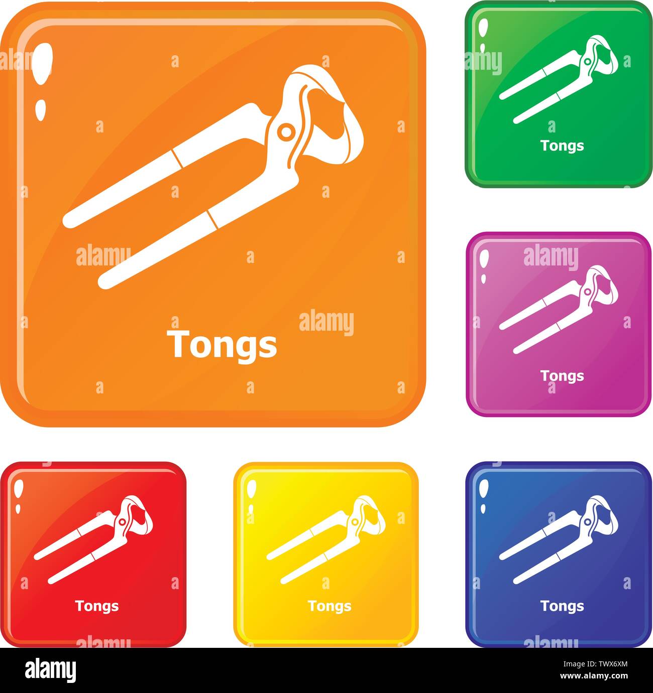 Tongs icons set vector color Stock Vector