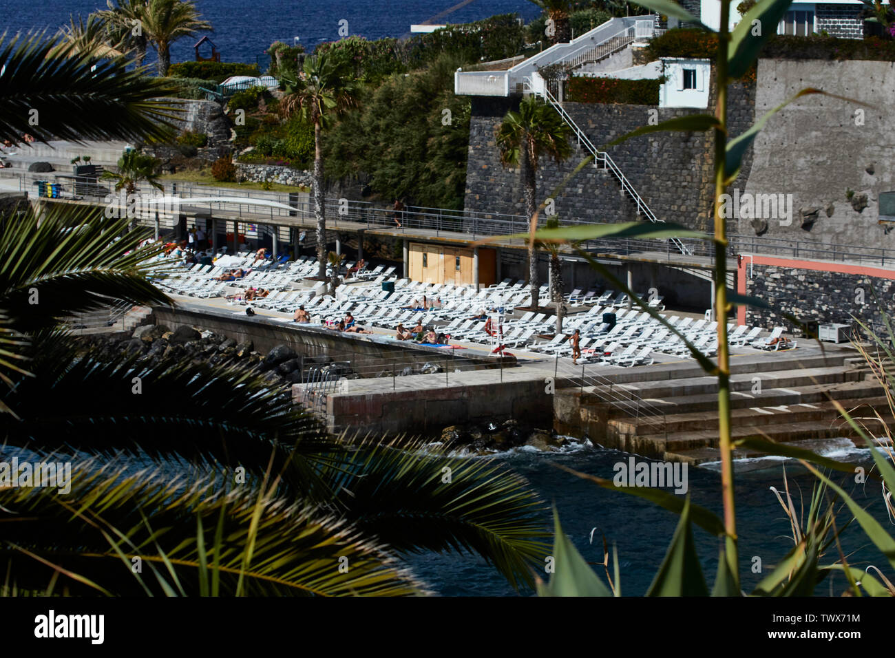 Tourism along the Frente Mar coastline of Funchal, Madeira, Portugal, European Union Stock Photo