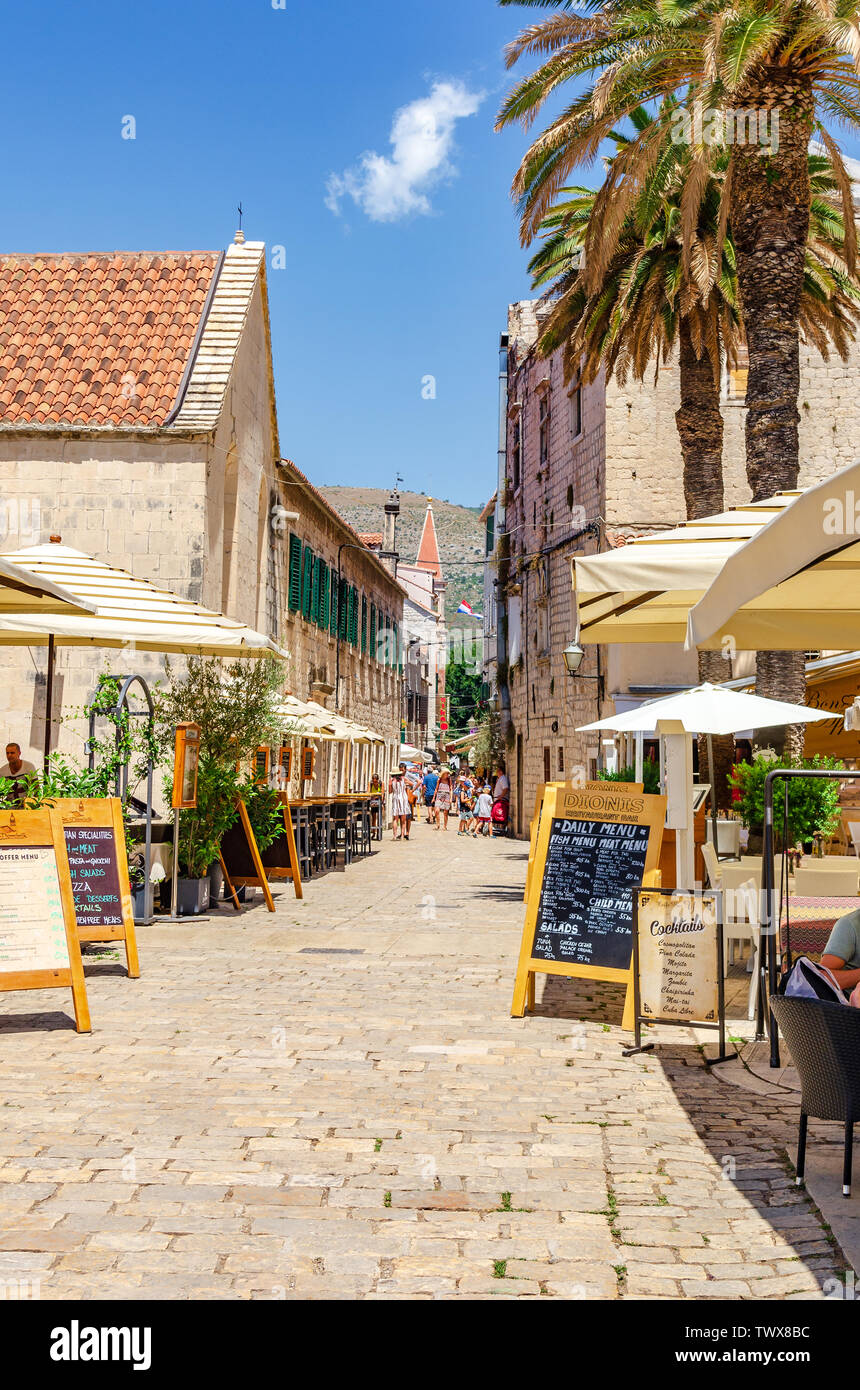 Strets of old tovn at summer in Trogir, Croatia. Stock Photo