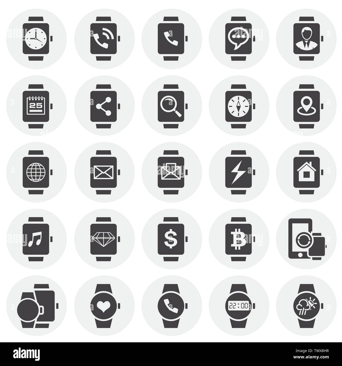 Smart Watch related icons set on background for graphic and web design ...