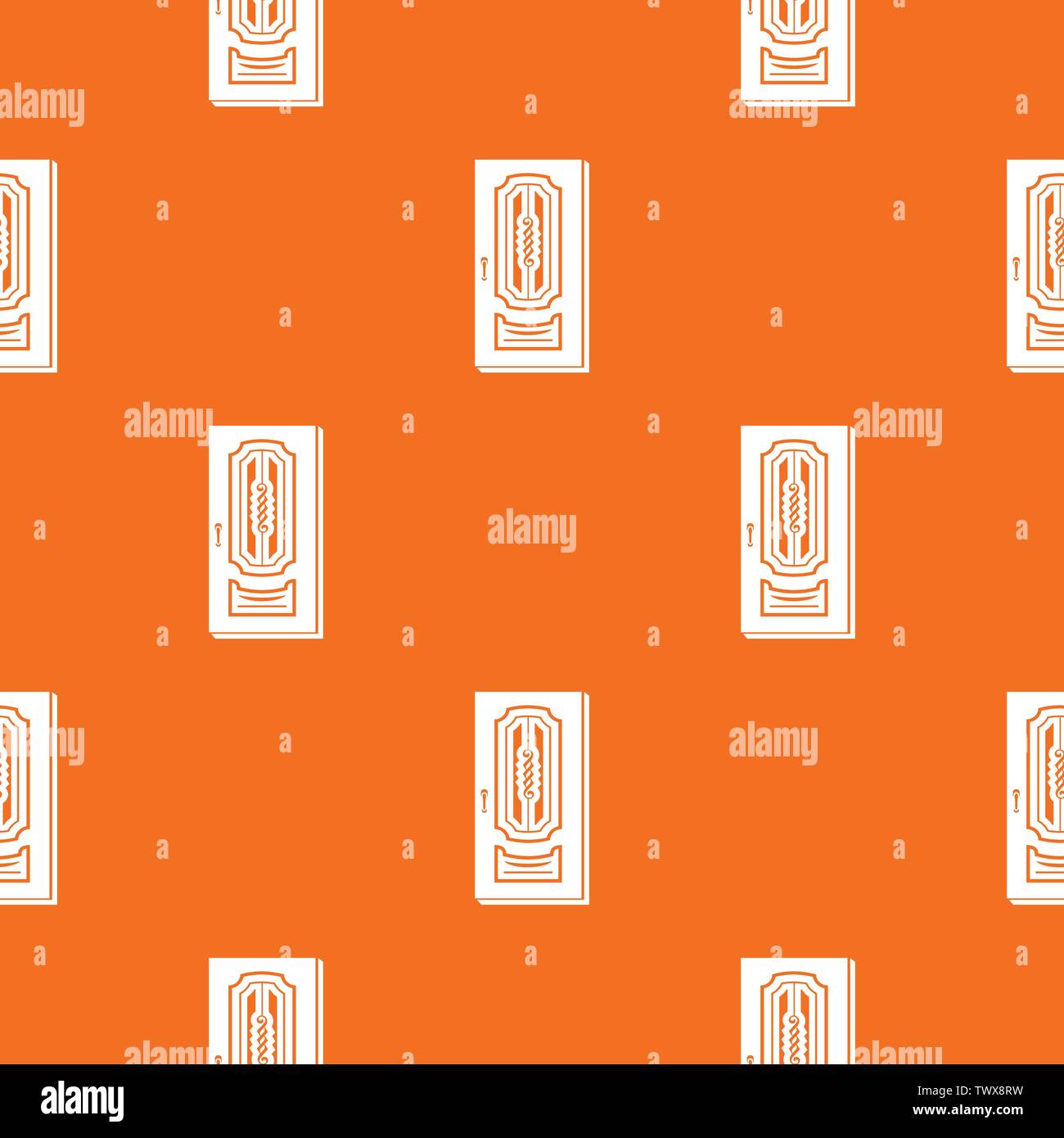 Closed door pattern vector orange Stock Vector