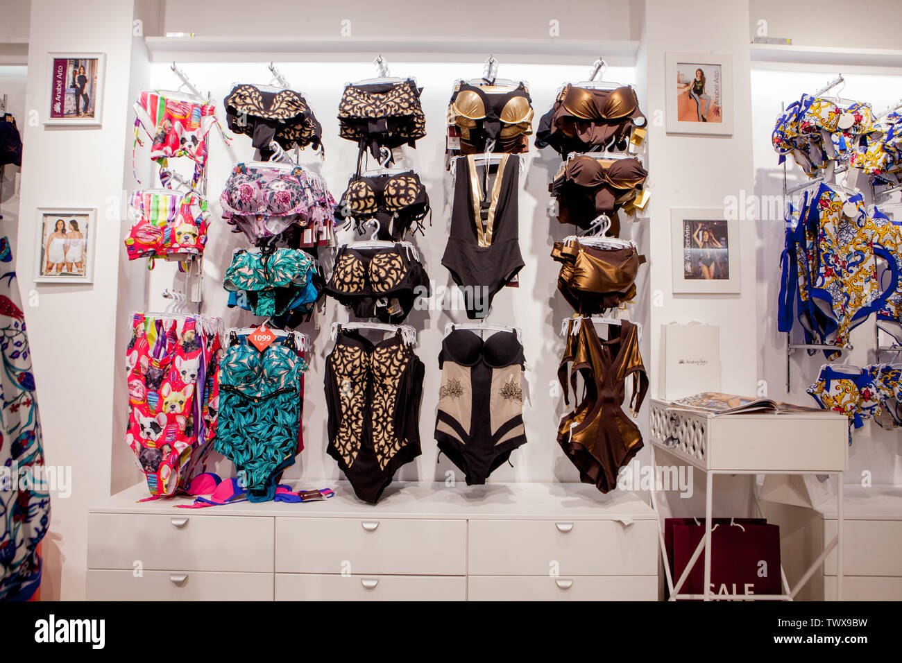 Woman s underwear, Lingerie on rack. Retail shop, store Stock Photo - Alamy