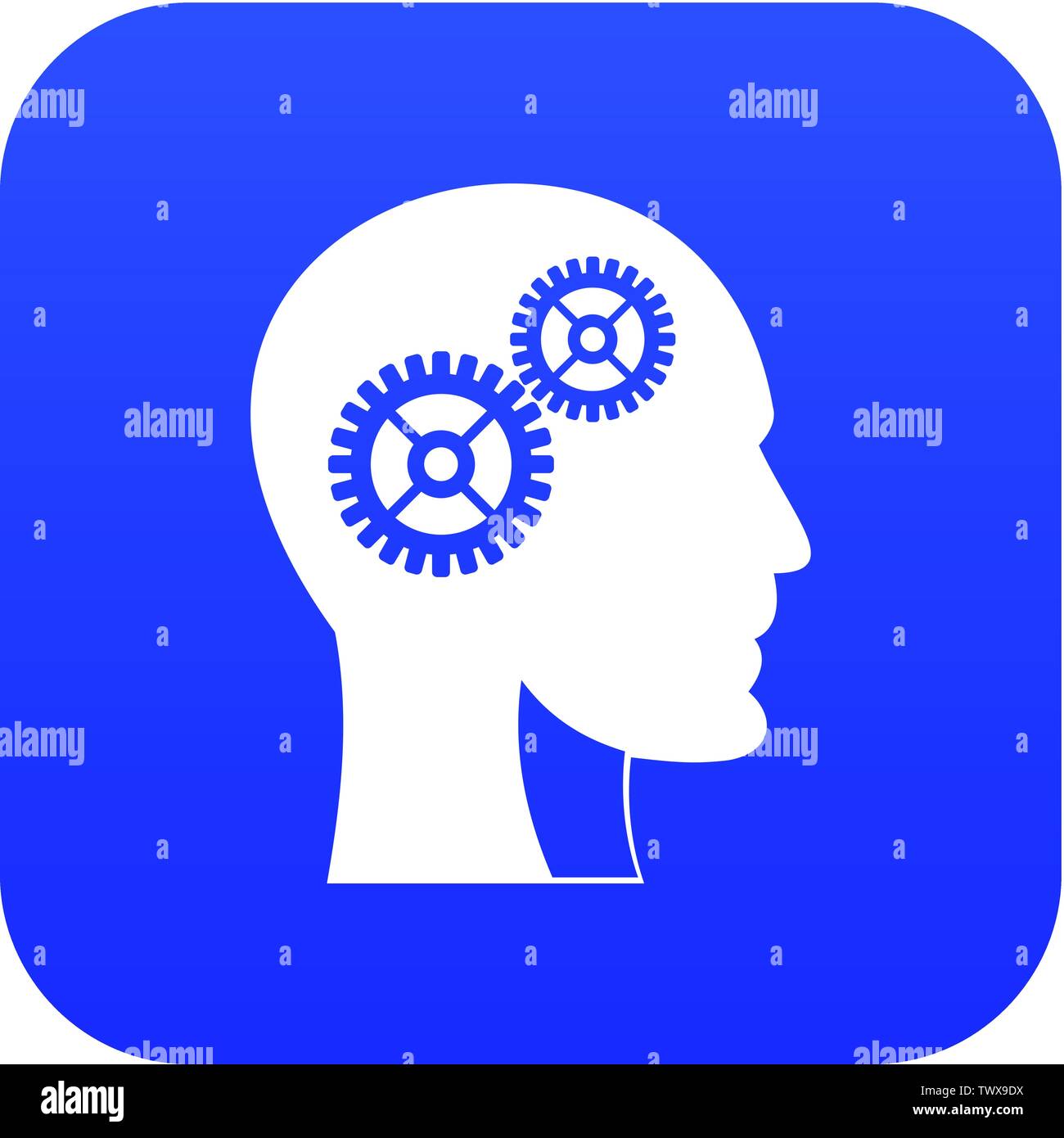 Gears in human head icon digital blue Stock Vector Image & Art - Alamy