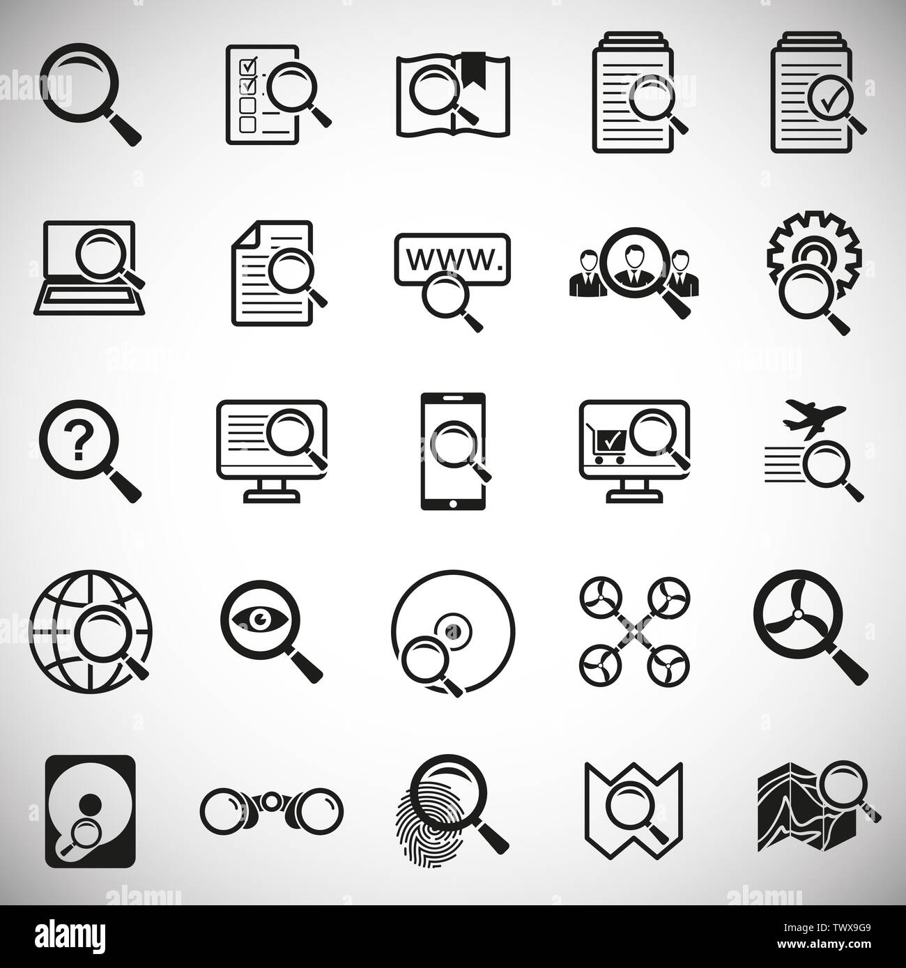 Search related icons set on background for graphic and web design ...