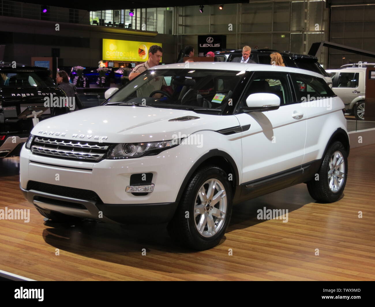 2012 Land Rover Range Rover Evoque (L538 MY12) Si4 Pure 4WD 3-door wagon.  Photographed at the 2012 Australian International Motor Show, Sydney, New  South Wales, Australia.; 26 October 2012; Own work; OSX Stock Photo - Alamy