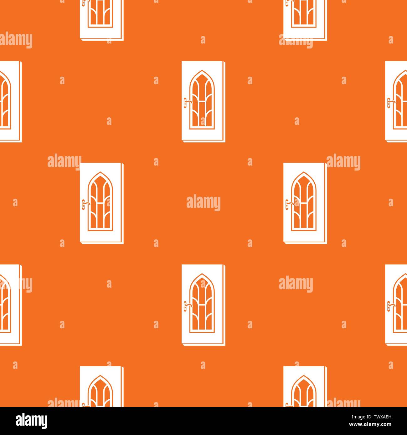 Arched glass door pattern vector orange Stock Vector