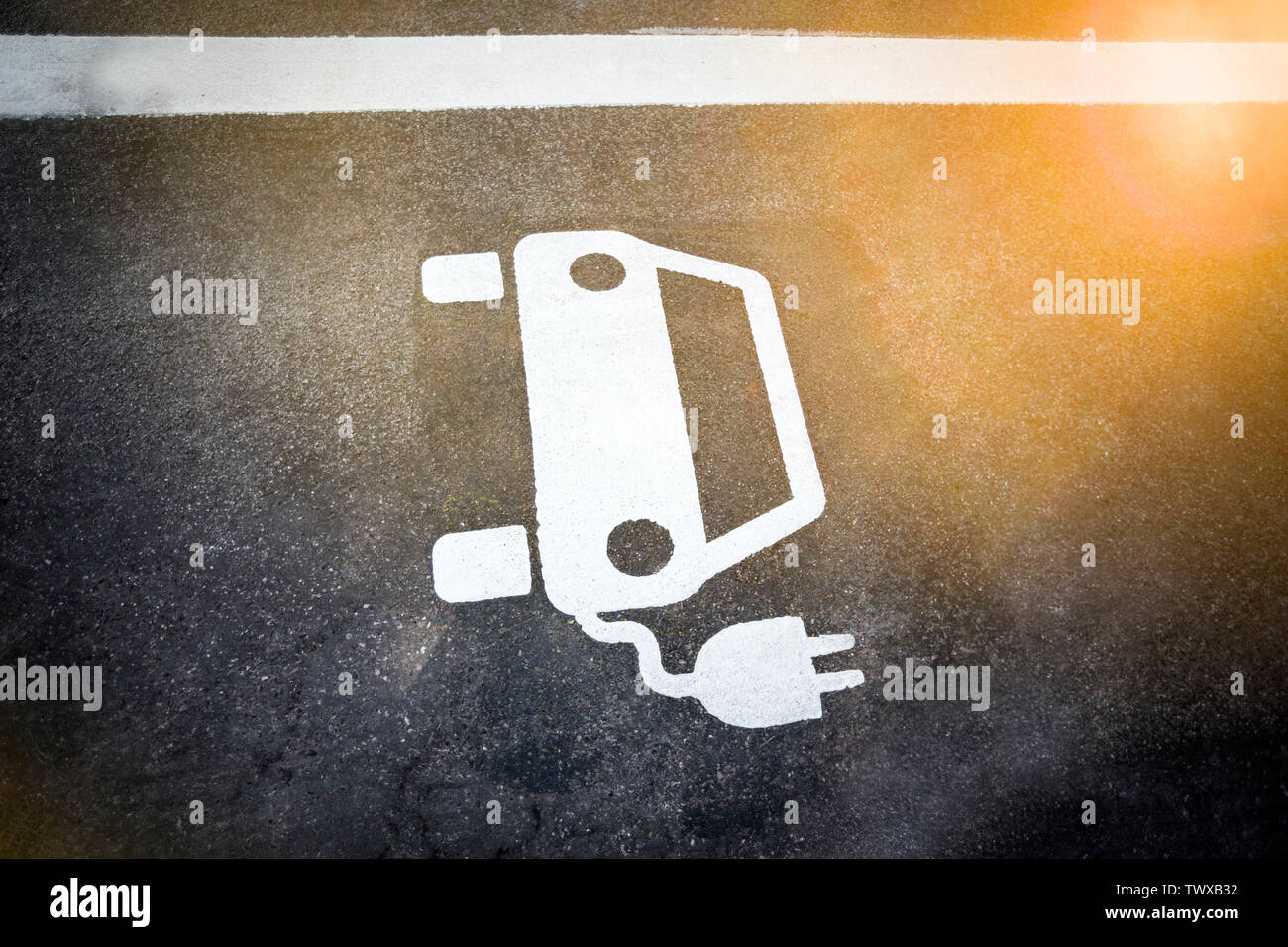 Parking symbol for electric cars being charged Stock Photo