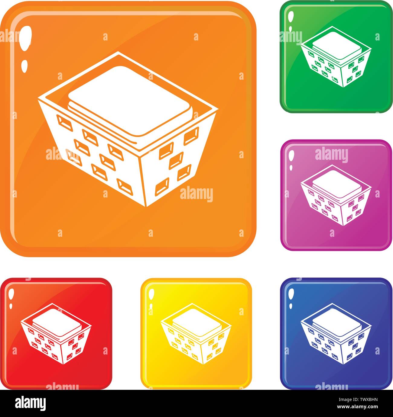 Clothes in basket icons set vector color Stock Vector