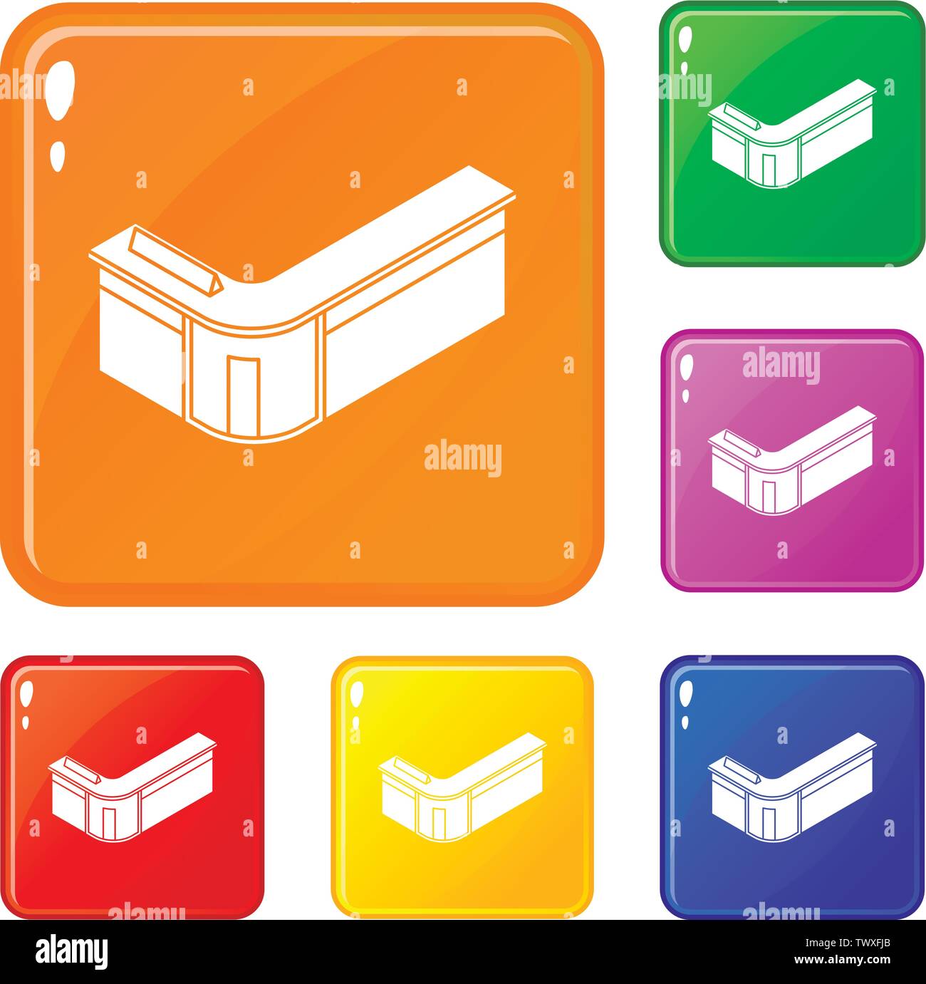 Reception table icons set vector color Stock Vector Image & Art - Alamy