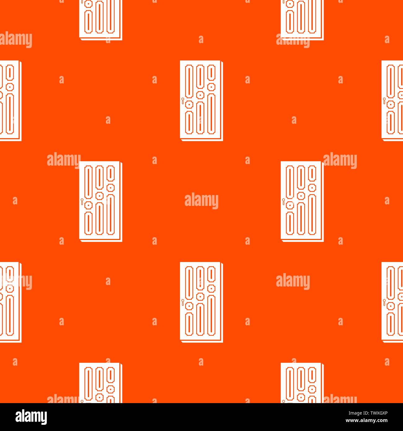 Home door pattern vector orange Stock Vector