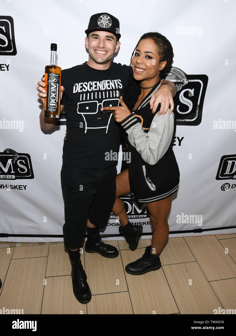 June 22, 2019 - Glendale, California, USA - Nathan Bronson and Kira Noir  attends Doom's Whiskey Tasting at Remedy Liquors in Glendale, California.  (Credit Image: © Billy BennightZUMA Wire Stock Photo - Alamy