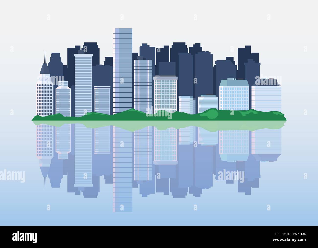 urban landscape with high skyscrapers vector illustration Stock Vector ...