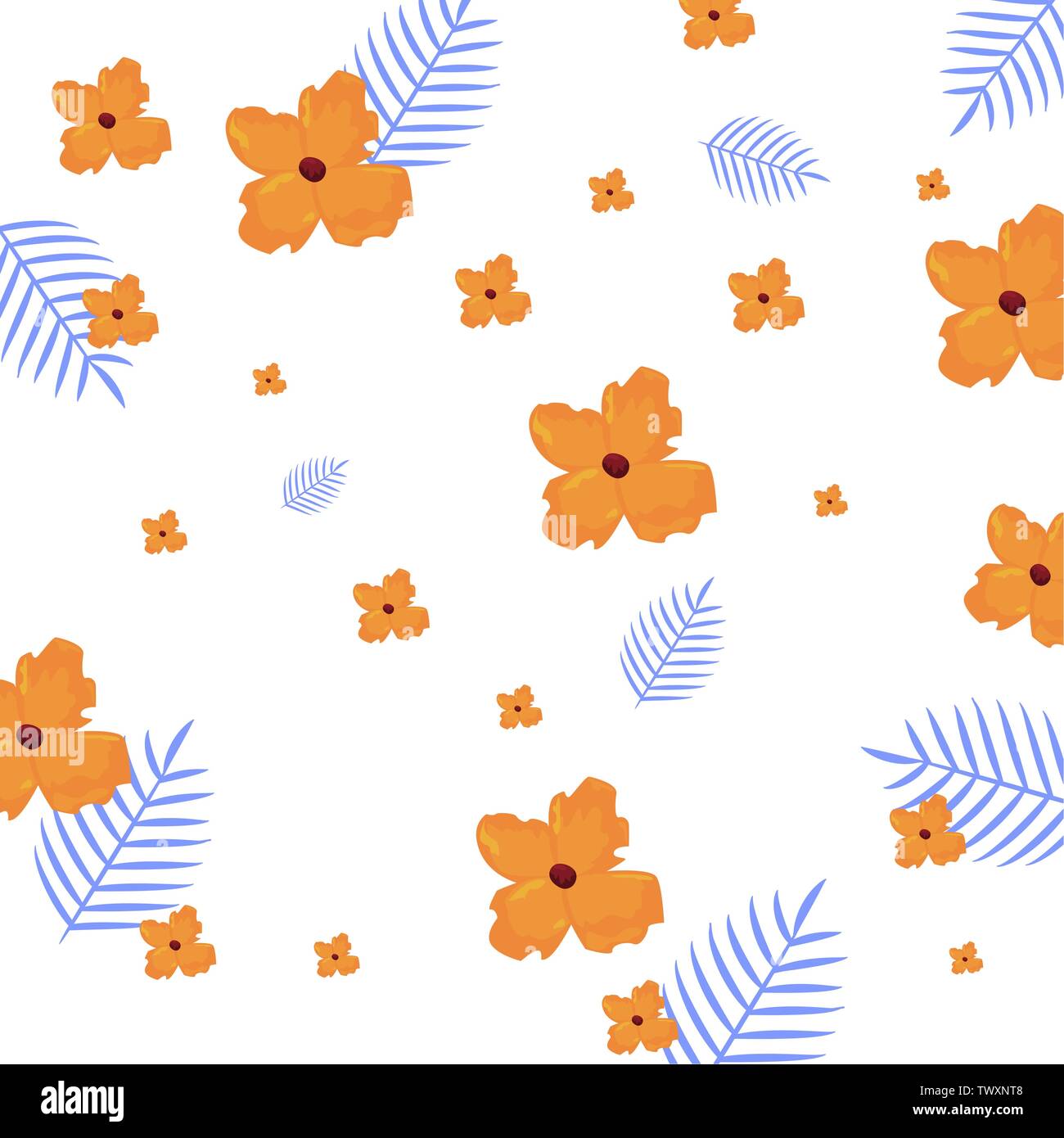 tropical exotic flower leaves background vector illustration Stock ...