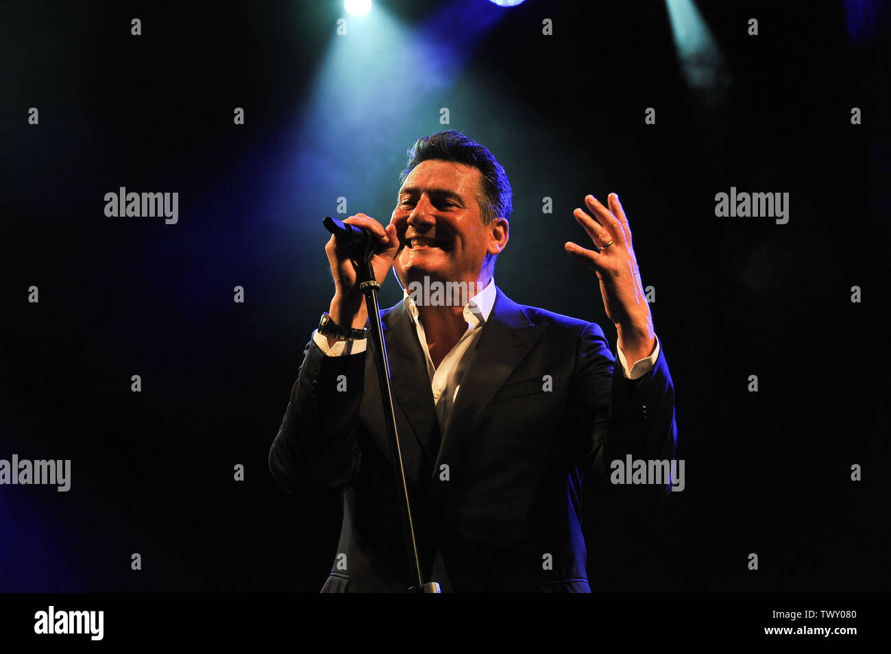Tony Hadley, front man Spandao Ballet, in concert at Arena GRU Village 23th June , 2019 in Grugliasco, Turin, Italy. Stock Photo