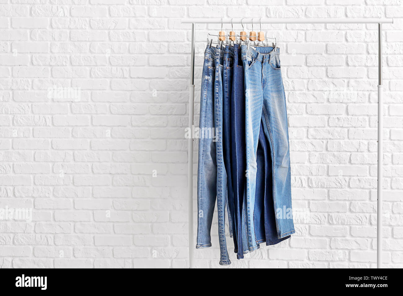 Clothes hanger jeans stand hi-res stock photography and images - Alamy