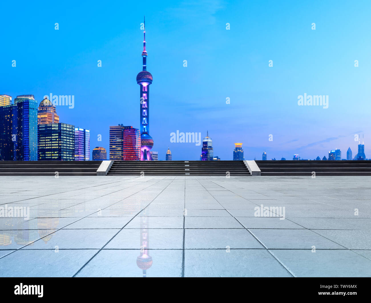 Shanghai Skyline And Modern City Skyscrapers With Empty Floor China Stock Photo Alamy
