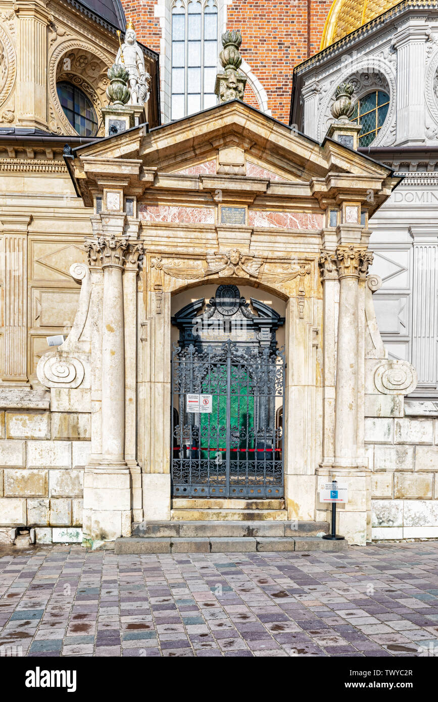 Cracow, Poland – Feb 03, 2019: View at the side entrance to Wawel Cathedral, Royal Castle area, Cracow, UNESCO World Heritage Site, Poland, Europe Stock Photo